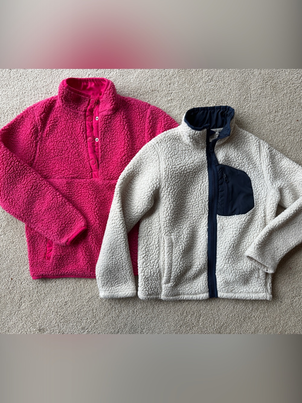 Lands' End Kids Sherpa Pullover & Hot Pink Cuddly Sherpa